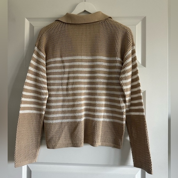 GAP Relaxed Stripe Crochet Collared Sweater NWT - Picture 8 of 10